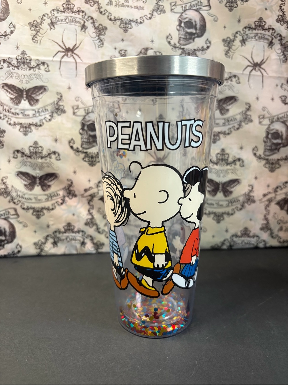 Snoopy Peanuts 20z Glitter Tumbler - Charlie Brown, Linus, Lucy, Sally